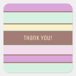 Aangepaste elegante lichte pastelstrepen Dank u Vierkante Sticker