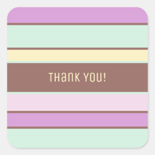 Aangepaste elegante lichte pastelstrepen Dank u Vierkante Sticker