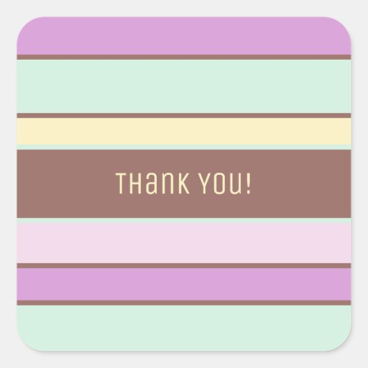 Aangepaste elegante lichte pastelstrepen Dank u Vierkante Sticker (Voorkant)
