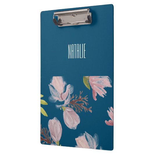 Aangepaste elegante marineblauw en roze klembord (Links)