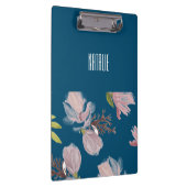 Aangepaste elegante marineblauw en roze klembord (Rechts)