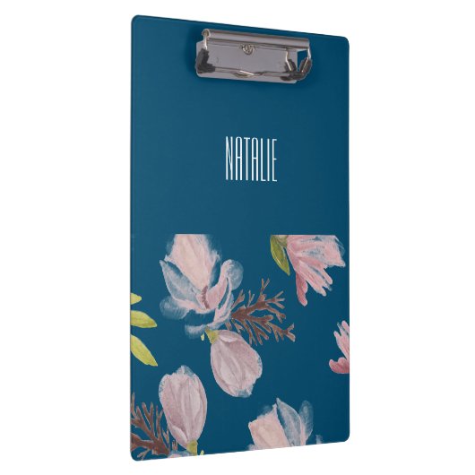 Aangepaste elegante marineblauw en roze klembord (Rechts)
