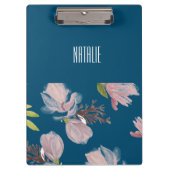 Aangepaste elegante marineblauw en roze klembord (Voorkant)