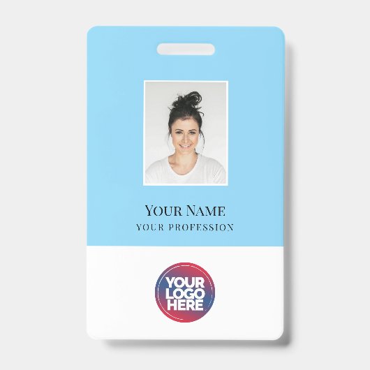 Aangepaste Elegante Medewerker Foto, Qr Code, Logo Badge (Voorzijde)