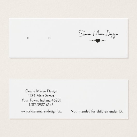 Aangepaste Elegante Mini Post Oorbel Display Kaart (Voorkant /achterkant)