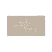 Aangepaste Elegante Minimalistische Taupe Bruiloft Etiket (Voorkant)