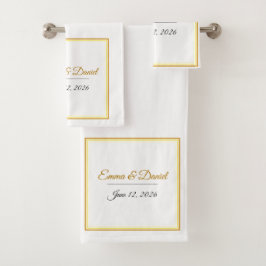 Aangepaste Elegante Minimalistische Trouw Namen &  Bad Handdoek