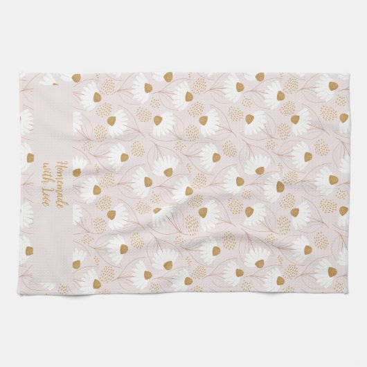 Aangepaste Elegante Moderne Bloemen Theedoek (Horizontaal)