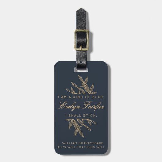 Aangepaste Elegante Moderne Botanische Witty Quote Bagagelabel (Voorkant verticaal)