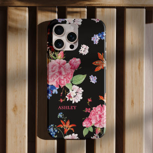 Aangepaste Elegante Moderne Camellia Bloemen in Zw iPhone 16 Pro Hoesje
