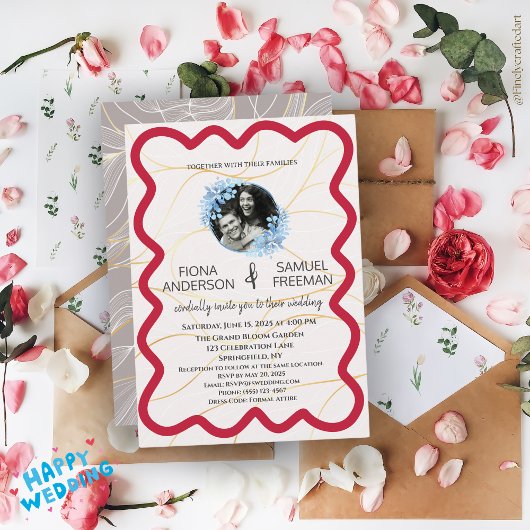 Aangepaste elegante moderne Crimson rood goud brui Kaart