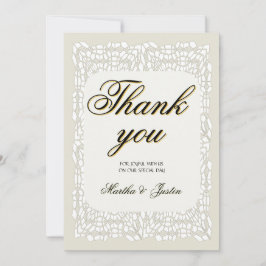 Aangepaste elegante moderne dank u kar witte kant bedankkaart