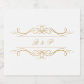 Aangepaste Elegante Moderne Gouden Wervel Monogram Sparkling Wijnetiket (Enkel label)