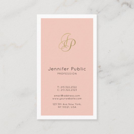 Aangepaste Elegante Moderne Monogram Stijlvolle Sj Visitekaartje (Voorkant)
