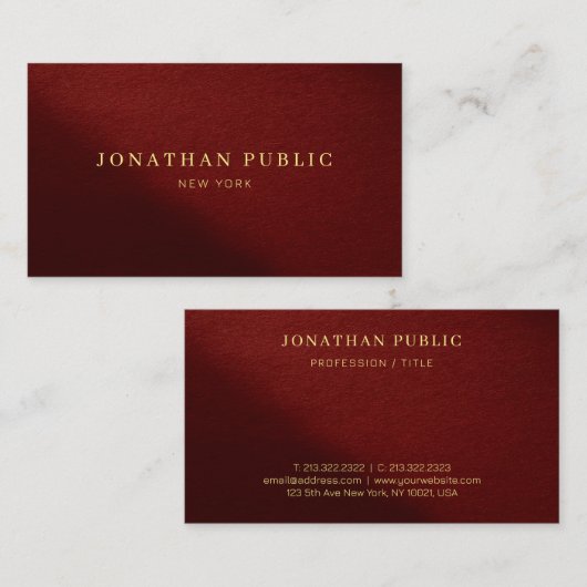 Aangepaste elegante moderne professionele luxe Bor Visitekaartje (Voorkant / Achterkant)