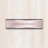 Aangepaste Elegante Moderne Sjabloon Luxe Roze Gou Deurbordje (Voorkant)