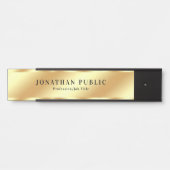 Aangepaste Elegante Moderne Sjabloon Zwart & Goud Deurbordje (Voorkant)