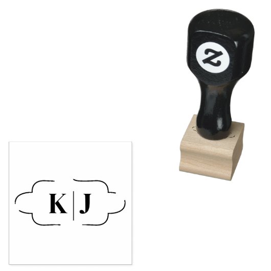 AANGEPASTE ELEGANTE MONOGRAM BRUILOFT HOUTEN KUNST RUBBERSTEMPEL (Gestempeld)