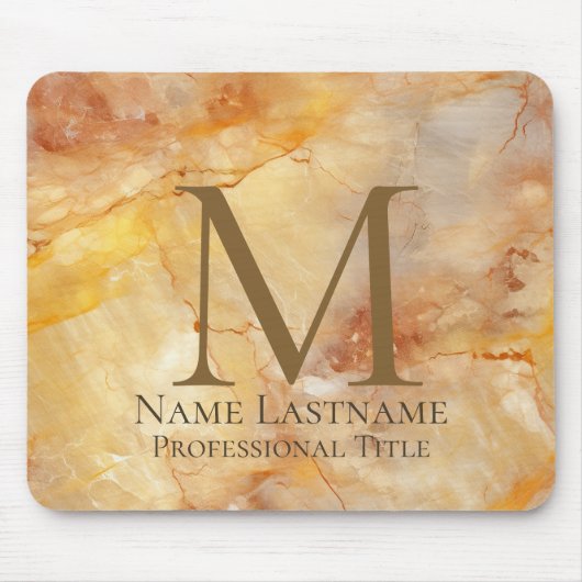 Aangepaste Elegante Monogram Goud Brons Rozijnen M Muismat (Voorkant)