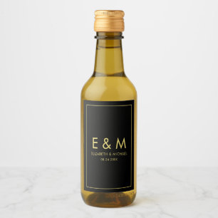 Aangepaste Elegante Monogram Gouden Tekst Save the Wijn Etiket