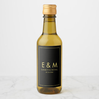 Aangepaste Elegante Monogram Gouden Tekst Save the Wijn Etiket