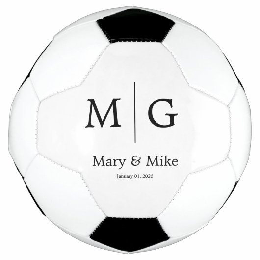 Aangepaste Elegante Monogram Koppel Naam Voetbal (Voorkant)