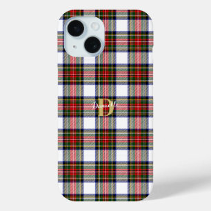 Aangepaste Elegante Monogram Naam Kerstmis Plaid iPhone 15 Case