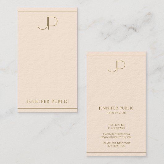 Aangepaste Elegante Monogram Sjabloon Luxe Dik Visitekaartje (Voorkant / Achterkant)
