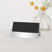 Aangepaste Elegante Monogram Zwart Zilveren Hart W Plaatskaartje (Achterkant)