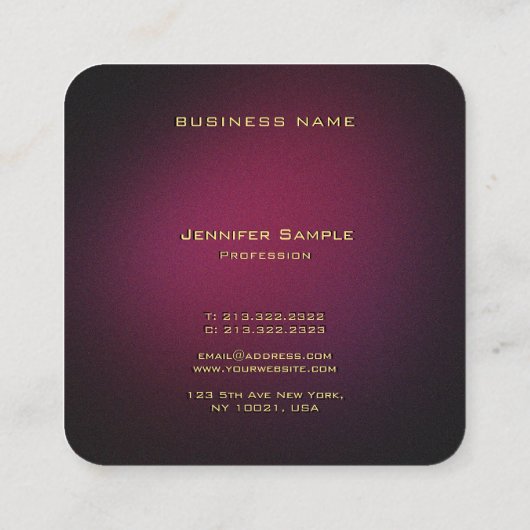 Aangepaste elegante monogrammed Paarse afgeronde h Vierkante Visitekaartje (Achterkant)