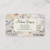 Aangepaste Elegante Muziek Piano Leraar Floral Visitekaartje (Voorkant)