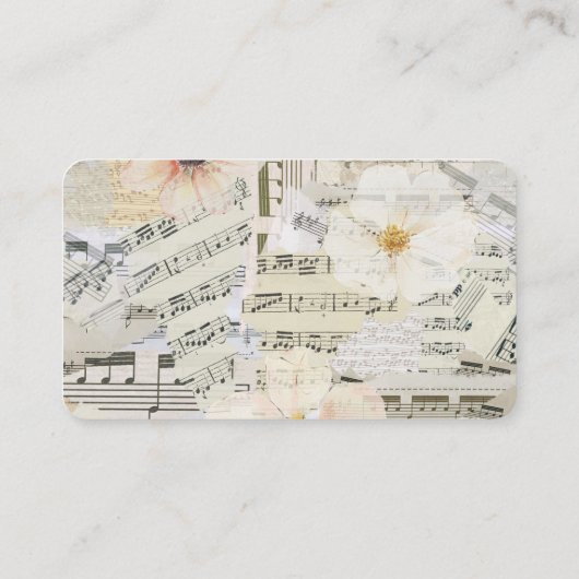 Aangepaste Elegante Muziek Piano Leraar Floral Visitekaartje (Achterkant)