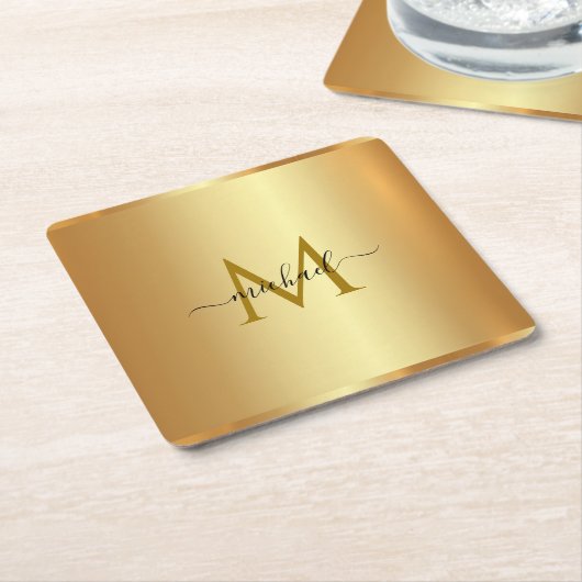 Aangepaste Elegante Naam Monogram Initiaal Sjabloo Kartonnen Onderzetters (Schuin)