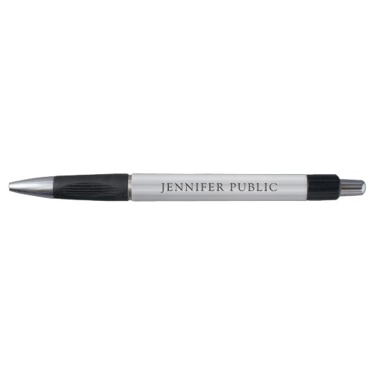Aangepaste Elegante Nep Zilveren Sjabloonnaam Zwar Pen (Voorkant)