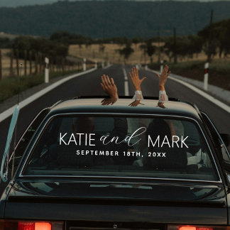 Aangepaste Elegante Net Getrouwd Auto Trouwbanner  Raamsticker