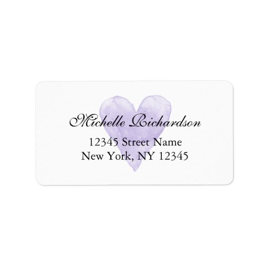 Aangepaste elegante paarse hartadresetiketten etiket (Voorkant)