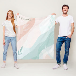 Aangepaste Elegante Perzik en Mint Minimalistische Fleece Deken