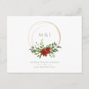 Aangepaste Elegante Poinsettia Kerst Huwelijksfees Briefkaart