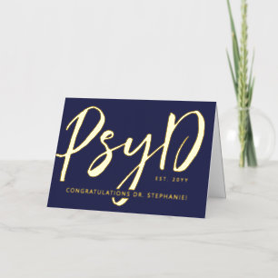 Aangepaste Elegante PsyD Doctor in de Psychologie  Folie Wenskaart