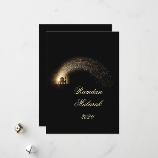 Aangepaste elegante Ramadan Mubarak 2026 kaart (Voorkant / Achterkant in situ)