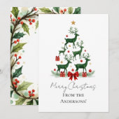 Aangepaste Elegante Rendier Boom Kerstkaart (Voorkant / Achterkant)
