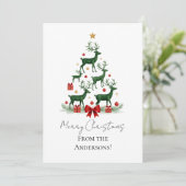 Aangepaste Elegante Rendier Boom Kerstkaart (Staand voorkant)