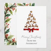 Aangepaste Elegante Rendier Boom Kerstkaart (Voorkant / Achterkant)