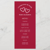 Aangepaste Elegante Rode 40e Huwelijksjubileumfees Menu (Voorkant)