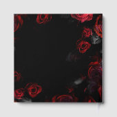 Aangepaste Elegante Rode en Zwarte Bloemen Huwelij Gastenboek (Achterkant)
