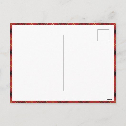 Aangepaste Elegante Rood & Goud Plaid Rendier & Fo Feestdagenkaart (Achterkant)