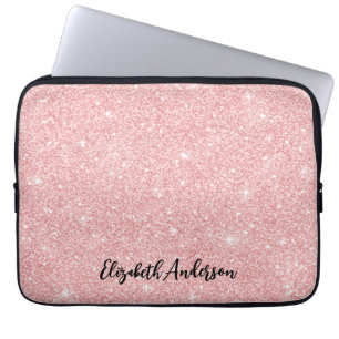 Aangepaste elegante roze glitter laptop sleeve