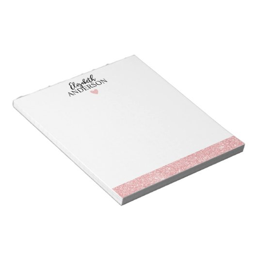 Aangepaste elegante roze glitter notitieblok (Schuin)