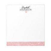 Aangepaste elegante roze glitter notitieblok (Voorkant)