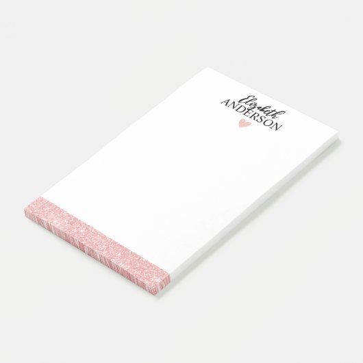Aangepaste elegante roze glitter post-it® notes (Schuin)